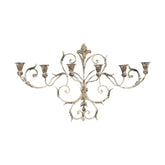 Shabby Chic stílusú, óriás, 82 cm hosszú, 6 ágú, falra szerelhető patinás "Antoinette" gyertyatartó